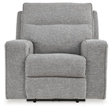 main view of Biscoe Pewter Textured Nuvella Power Recliner recliner