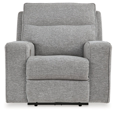 main view of Biscoe Pewter Textured Nuvella Power Recliner recliner