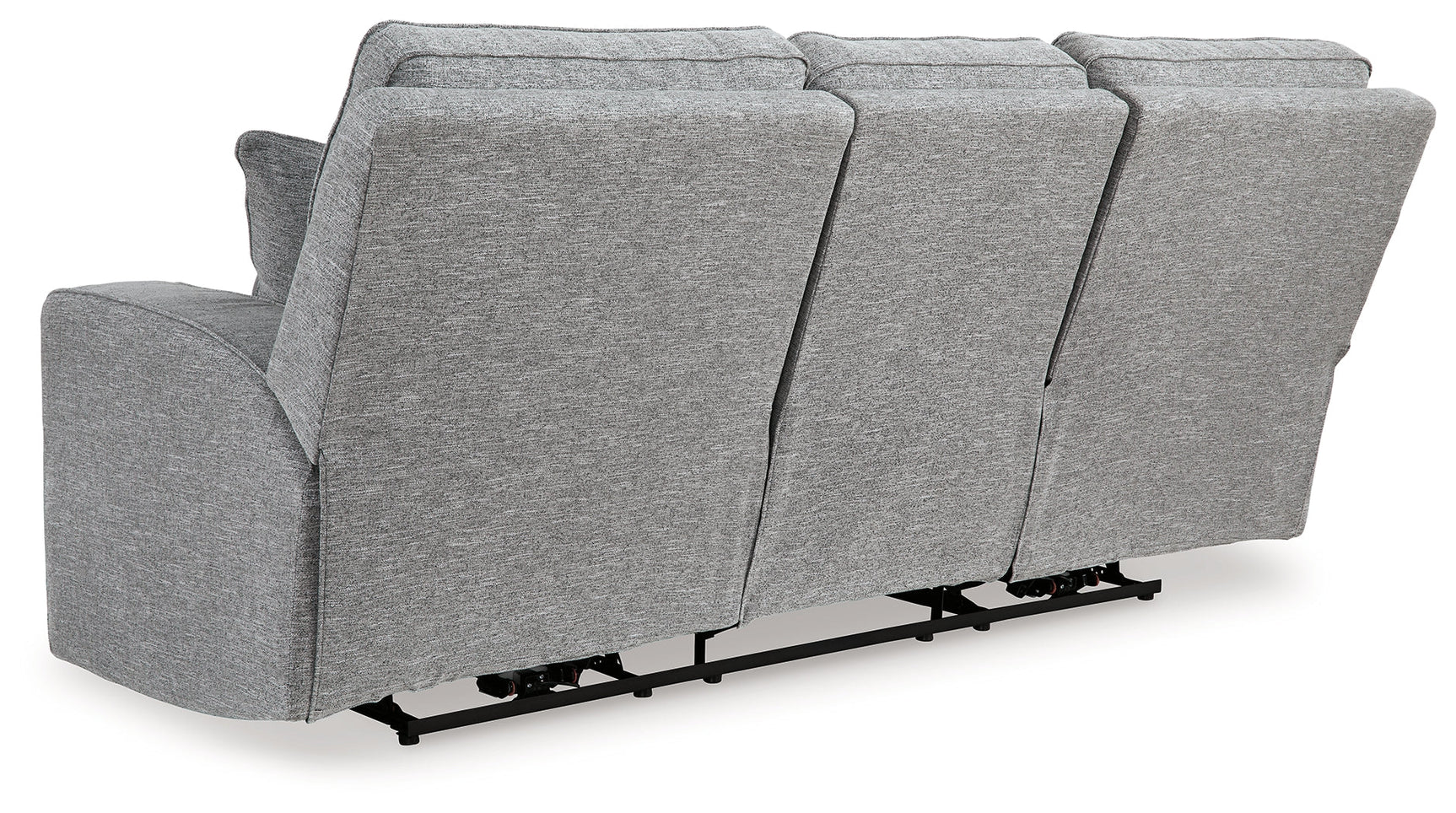 Biscoe Pewter Textured Nuvella Power Reclining Sofa back view