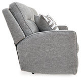 Biscoe Pewter Textured Nuvella Power Reclining Sofa side profile