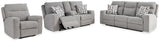 Biscoe pewter loveseat angled side view