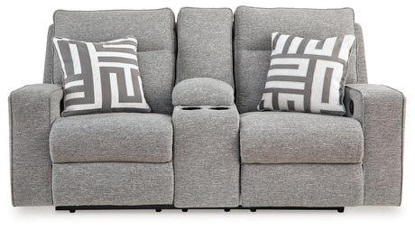 Biscoe pewter recliner head-on view