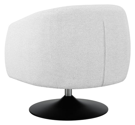 Close-up of beige boucle upholstery on Dave Swivel Chair