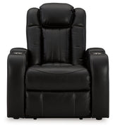 front view of Caveman Den Midnight Faux Leather Power Recliner