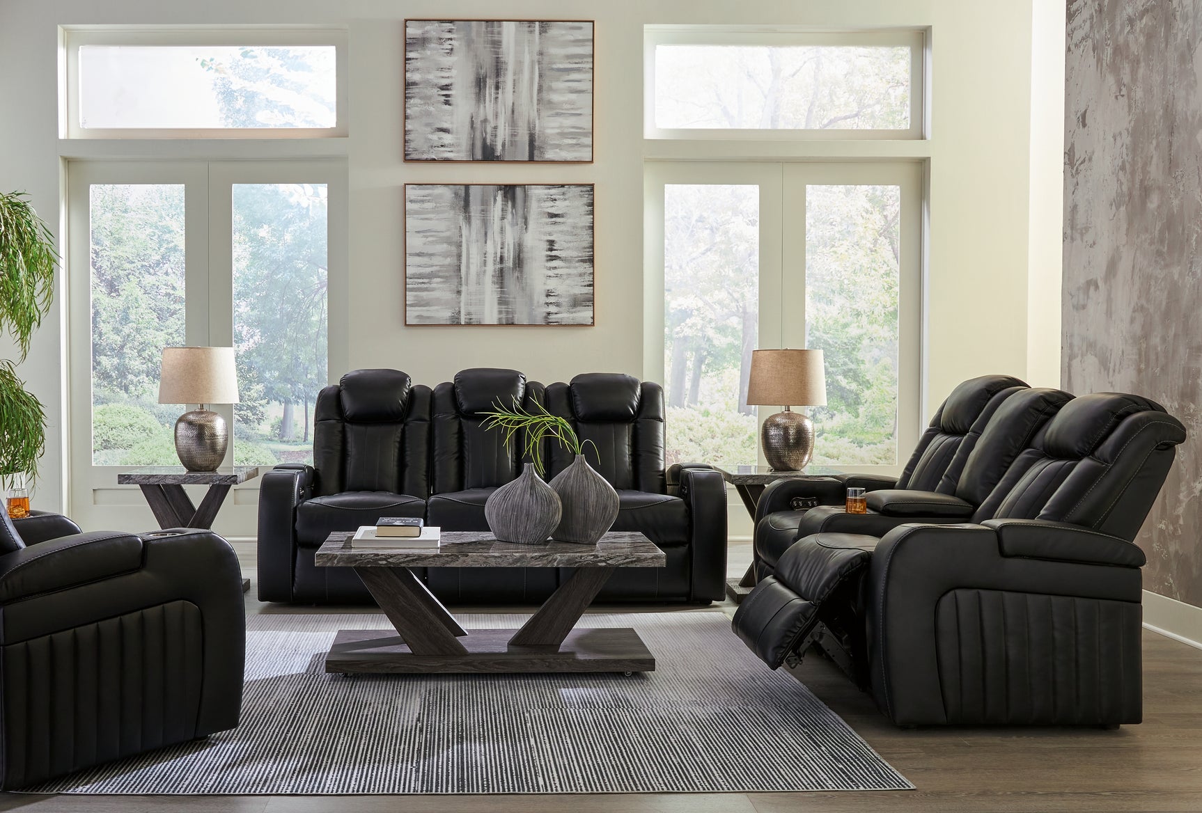 Caveman Midnight Den Sofa, Loveseat and Recliner