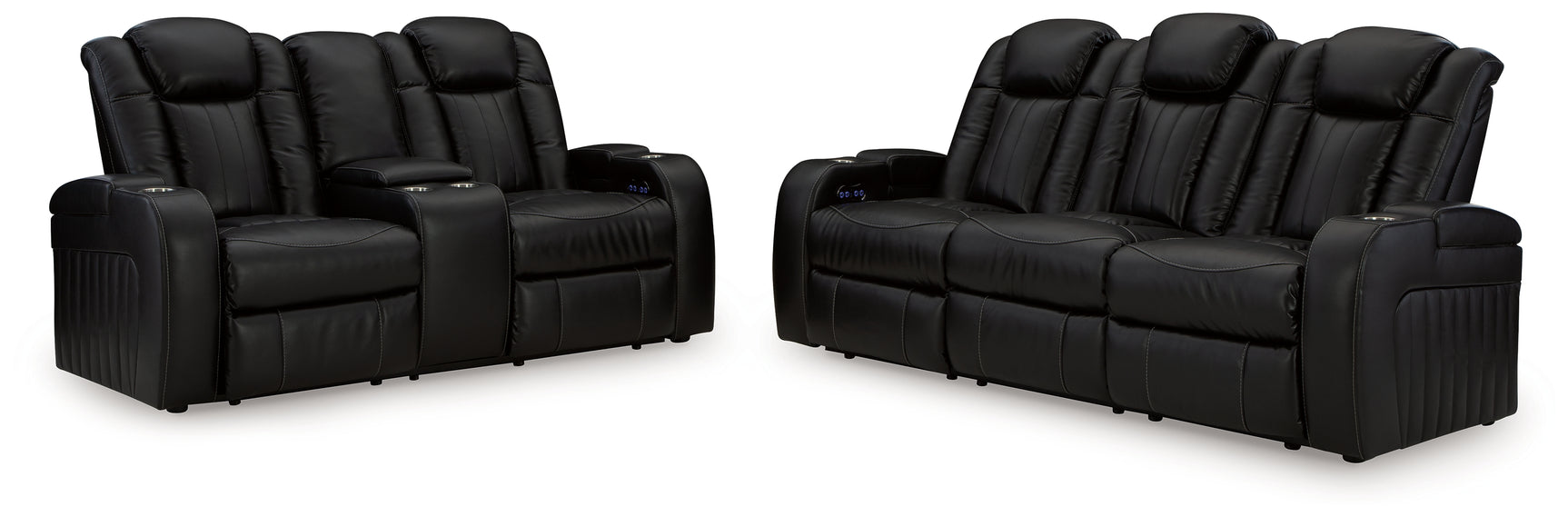 Caveman Midnight Den loveseat side view with power control panel