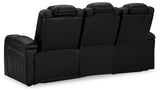 Back view of Caveman Den Midnight Power Reclining Sofa