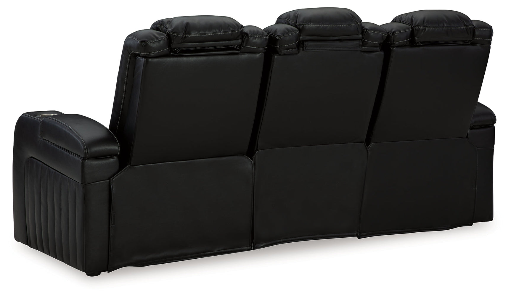 Back view of Caveman Den Midnight Power Reclining Sofa