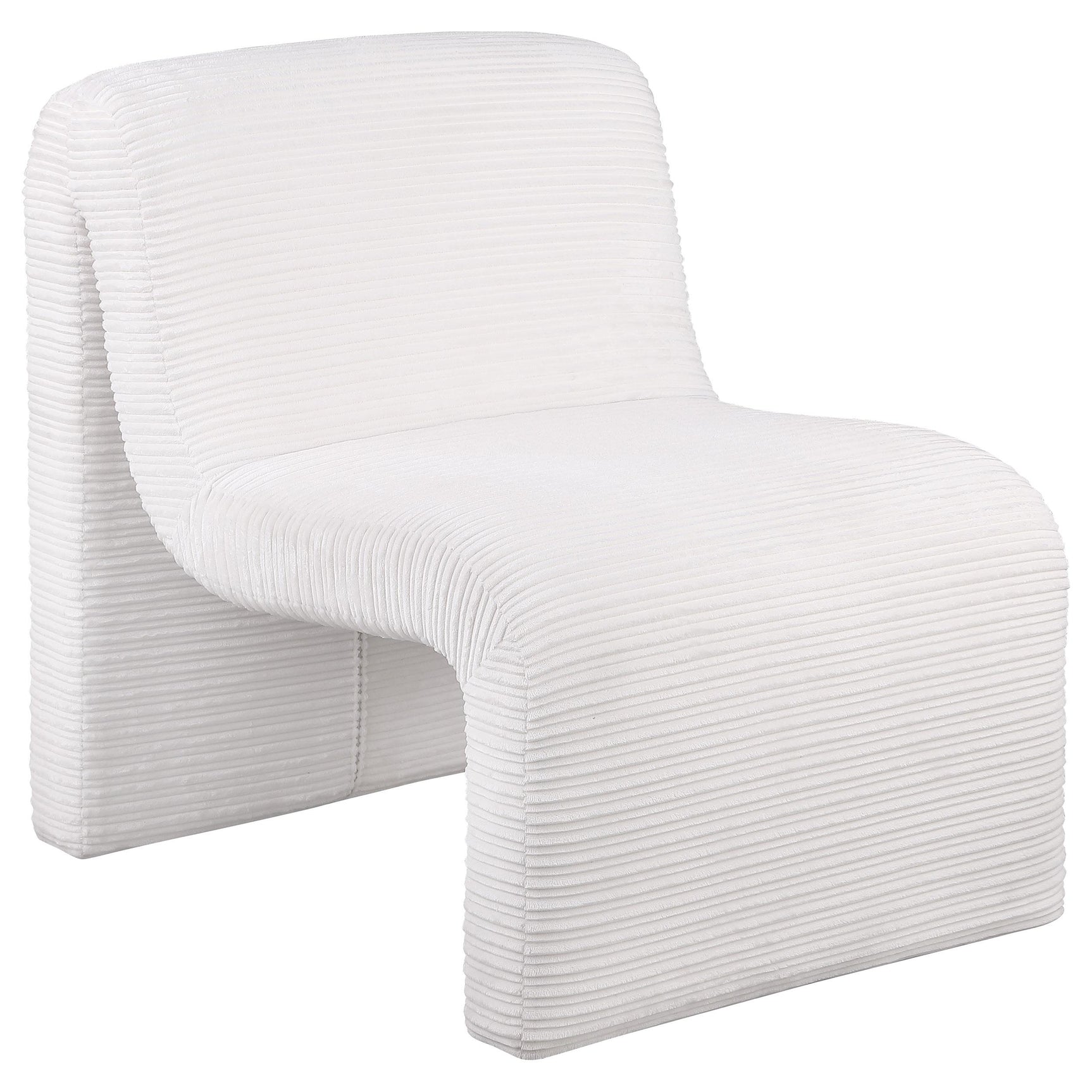 Drayton accent chair side angle showing curved design