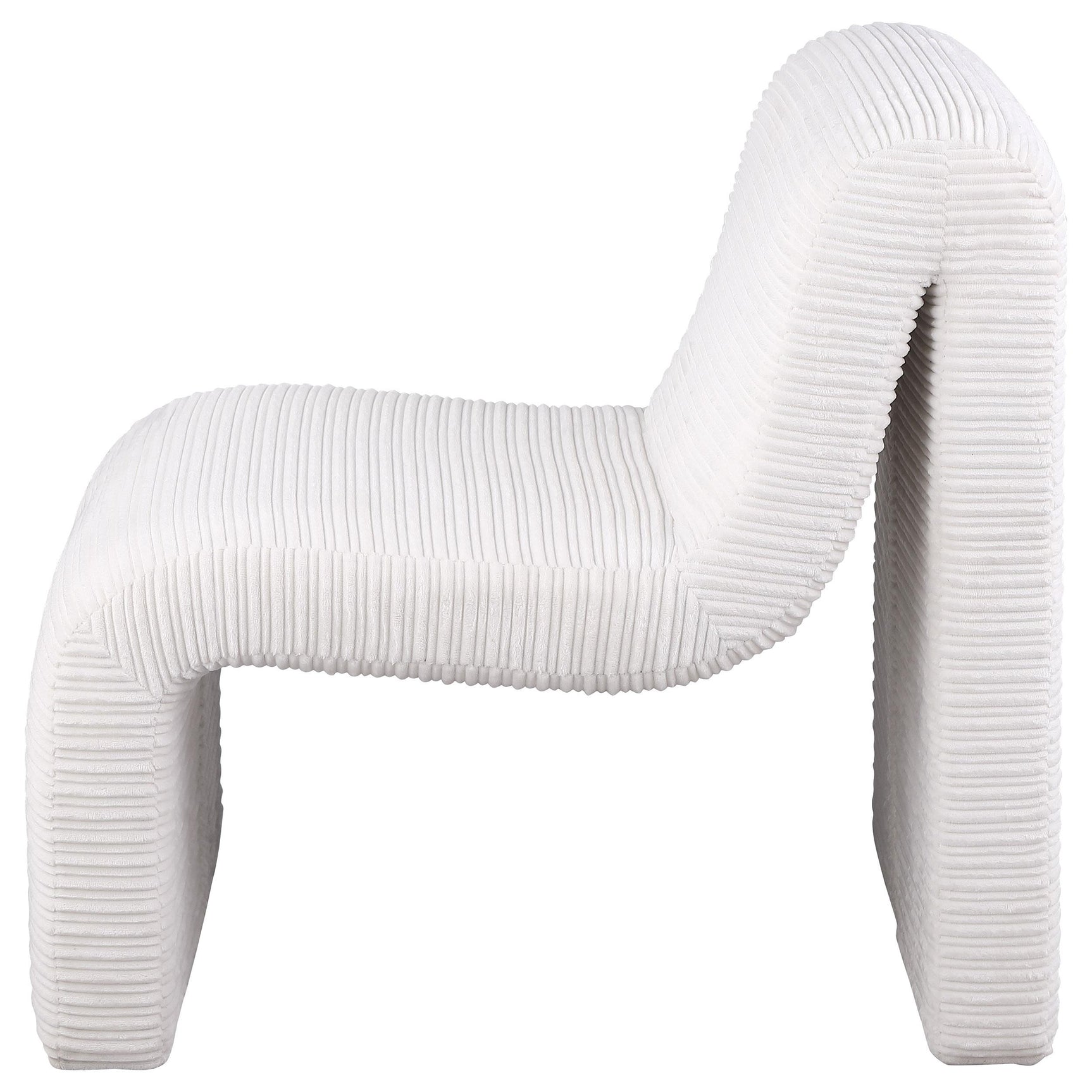 Curved seat and back design of Drayton armless chair