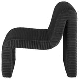 Metal and plywood base detail on Drayton accent chair
