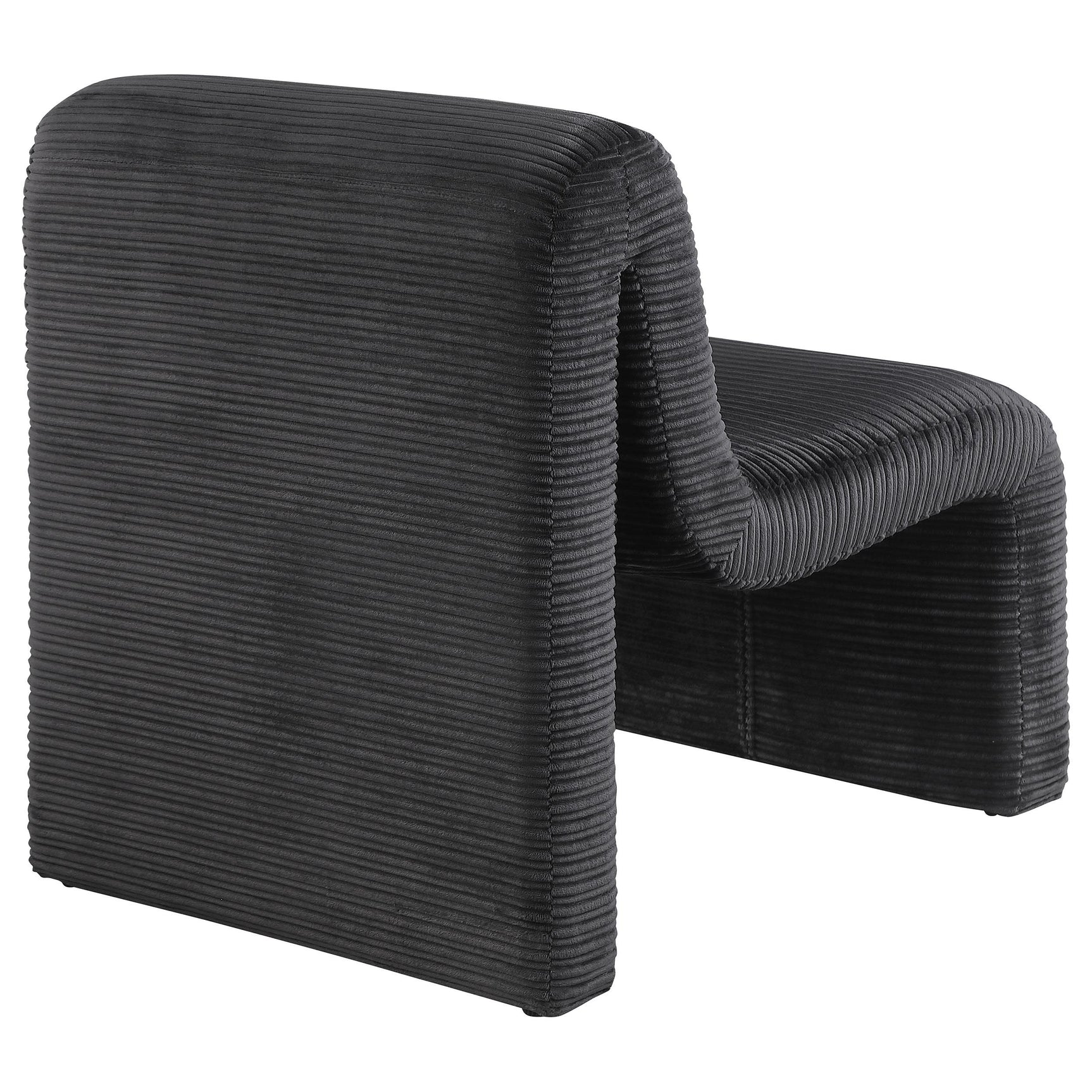 Drayton accent chair with levelers visible