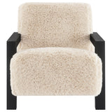 Close-up of latte faux fur upholstery on Fitzroy chair