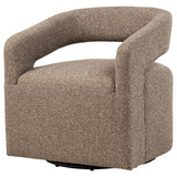 Close-up of Rocky Road boucle fabric upholstery on swivel accent chair
