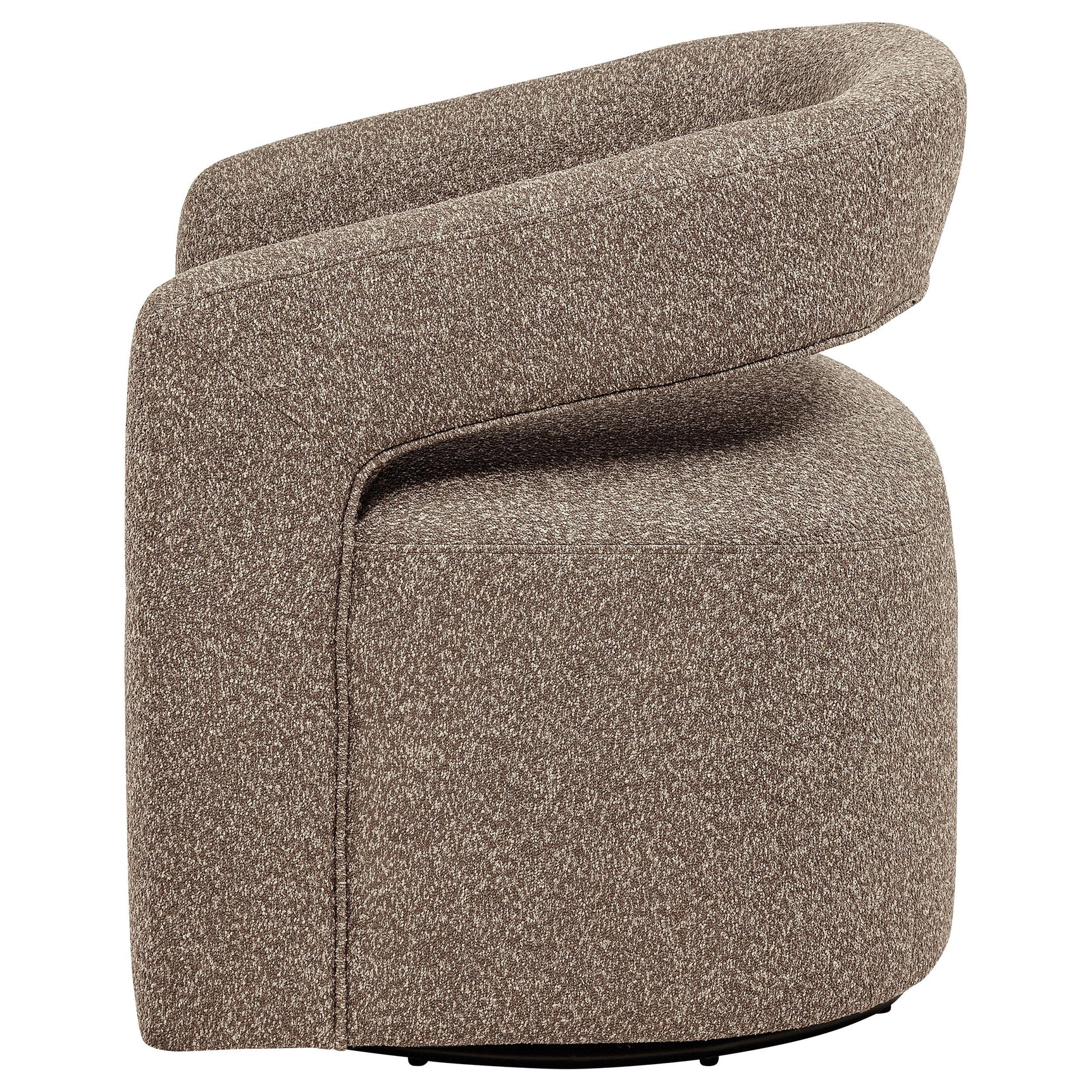 Side profile of Westhill Rocky Road Boucle Swivel Accent Chair