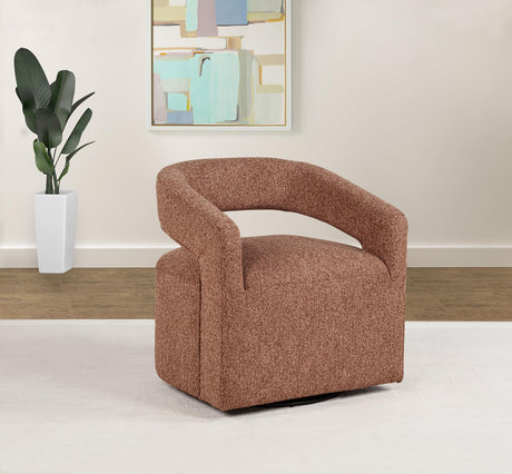 Westhill Boucle Upholstered Swivel Accent Chair Berry - side view