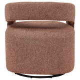 Westhill Boucle Upholstered Swivel Accent Chair Berry - profile angle