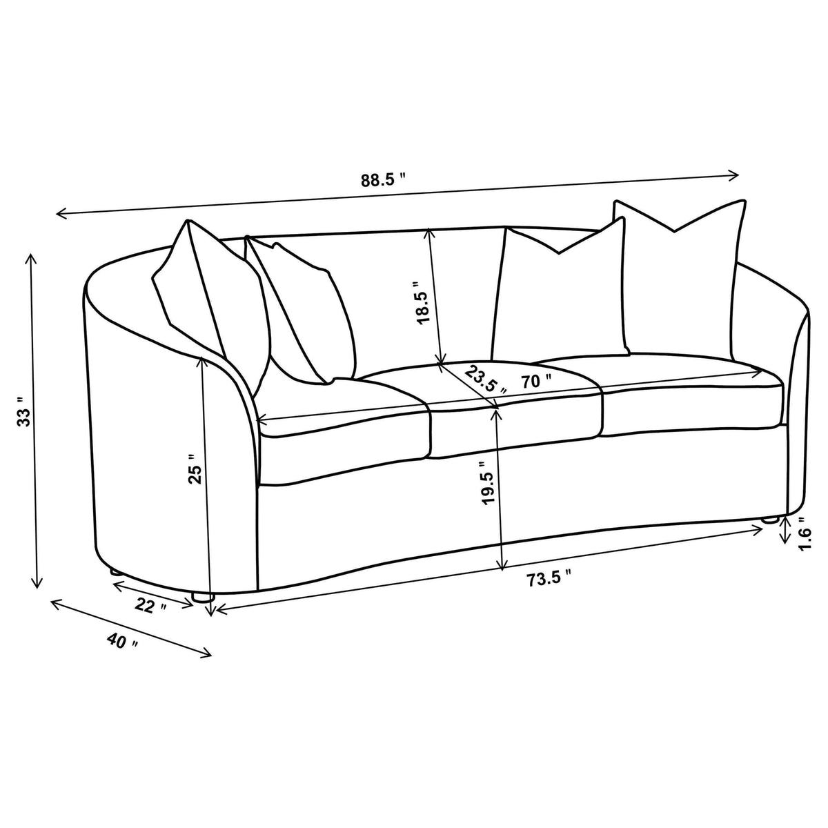 Rainn Boucle Upholstered Sloped Arm Sofa Latte — product image 12