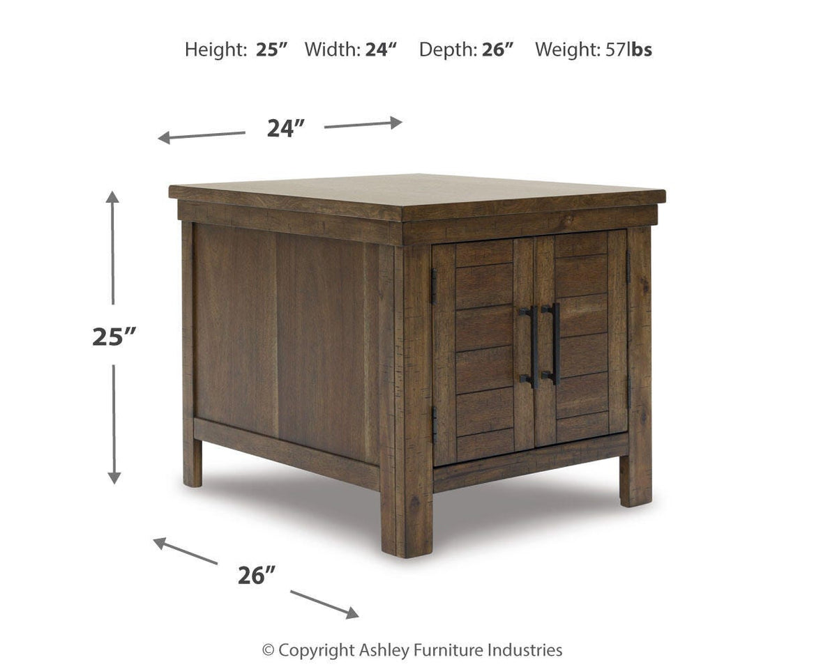 Moriville Grayish Brown Coffee Table with 1 End Table — dimension illustration