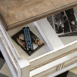 Realyn White/Brown Coffee Table with 2 End Tables — detail view