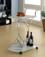 Elfman white and chrome serving cart front angle
