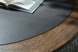 Warm Brown Coffee Table with Faux Cement Inset — detail view