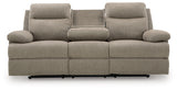 Side-Swipe sofa middle seat drop-down table open showing cup holders and USB port