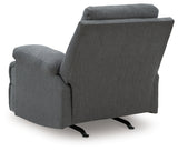 Side profile of Side-Swipe Charcoal Chenille Recliner