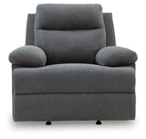 Front view close-up of Side-Swipe Charcoal Chenille Recliner