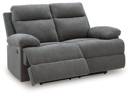 Side-Swipe Reclining Loveseat angled open recline