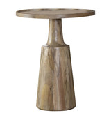 Close-up of Ixia Round Accent Table base and wood grain