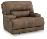 Beckley Place Earth Faux Leather Power Recliner side angle closed