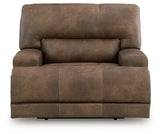 Beckley Place Earth Faux Leather Power Recliner front angle