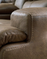 Beckley Place Earth Faux Leather Power Recliner jumbo stitch detail