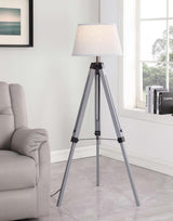 Dayton floor lamp 56-inch grey metal tripod base front view