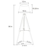 Dayton floor lamp side view showing tripod wood base