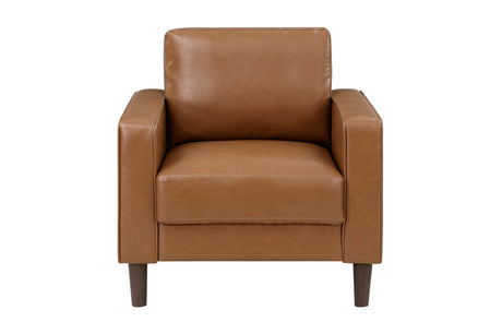 front view of Malcolm Brown faux leather sofa