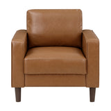Malcolm Brown faux leather accent chair front angle