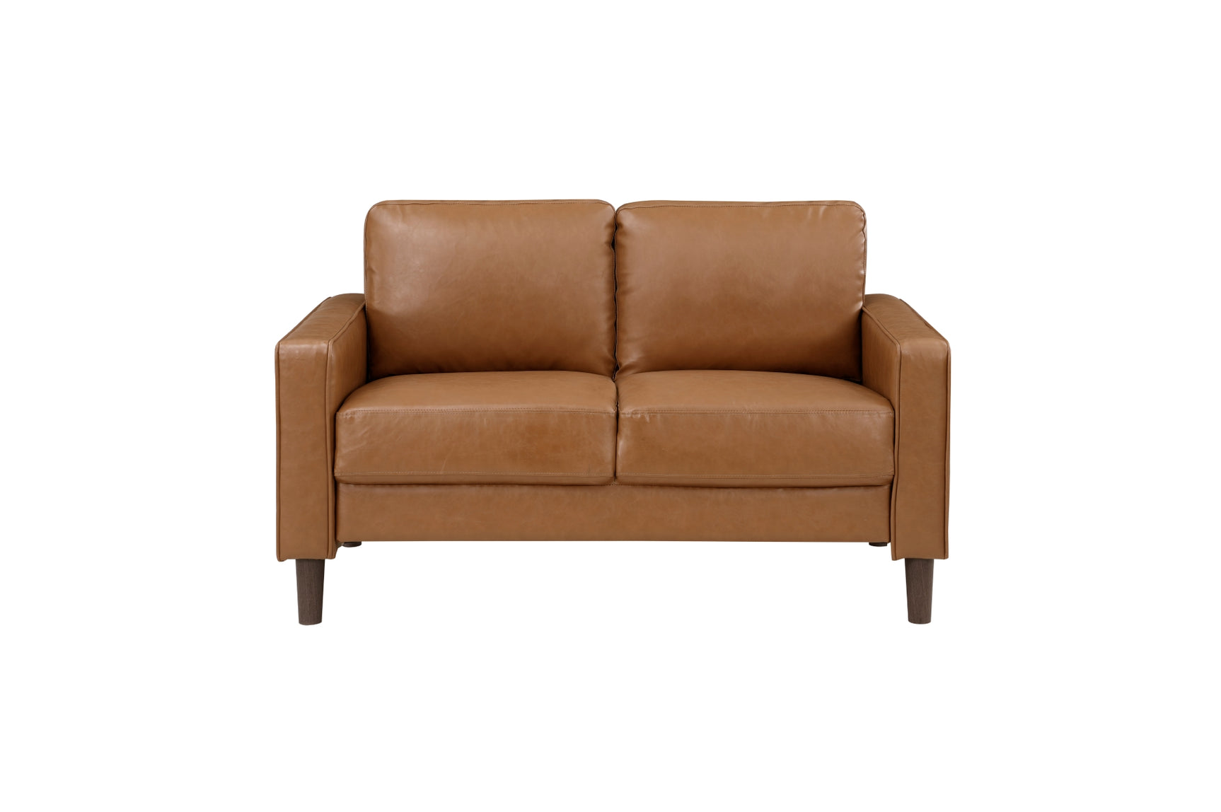close-up detail of Brown faux leather seating