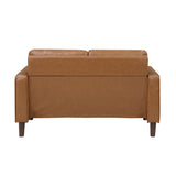 Side view of Malcolm Brown brown faux leather loveseat
