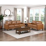 Malcolm Brown brown faux leather sofa main angle