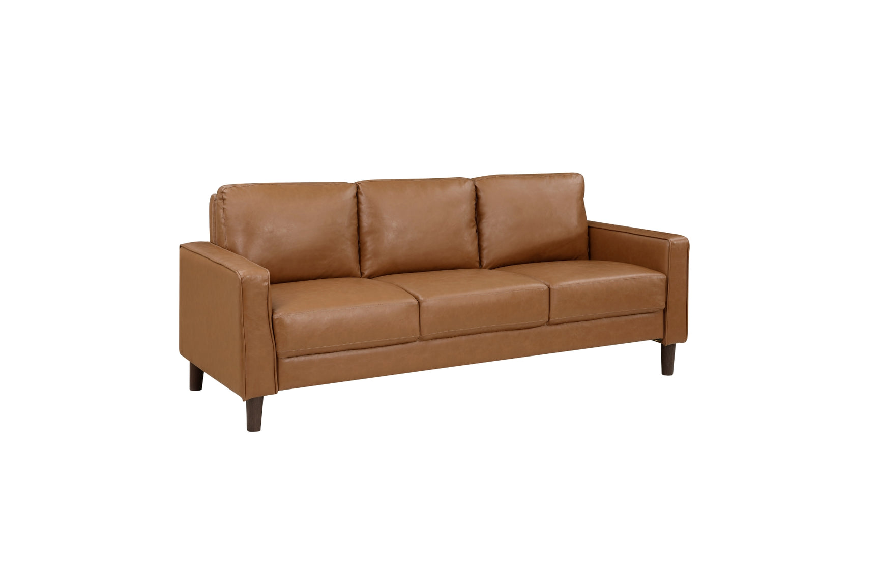 main view of Malcolm Brown brown faux leather sofa