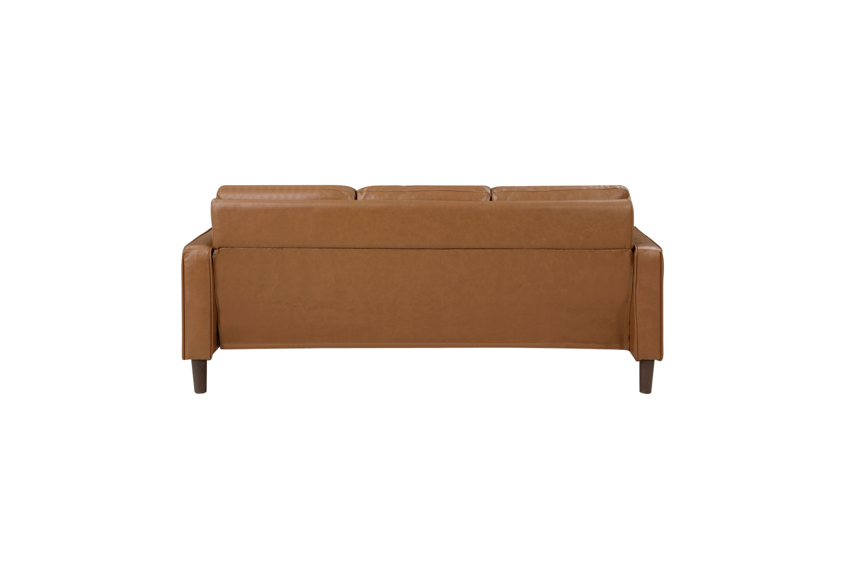 side view of Malcolm Brown brown faux leather loveseat