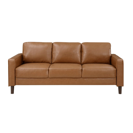 Malcolm Brown brown faux leather sofa main view