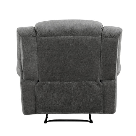 Fully reclined Brennen Gray manual recliner chair