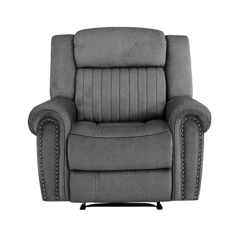 Brennen Gray recliner chair angled view