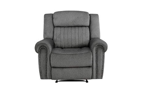 Brennen charcoal reclining sofa set frontal view