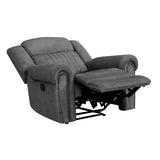 Close-up of nailhead trim on Brennen Gray recliner arm