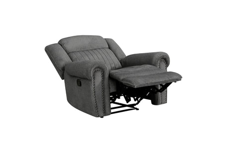 Brennen charcoal reclining sofa set frontal view