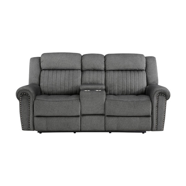 Brennen Charcoal Power Reclining Loveseat - angled front view